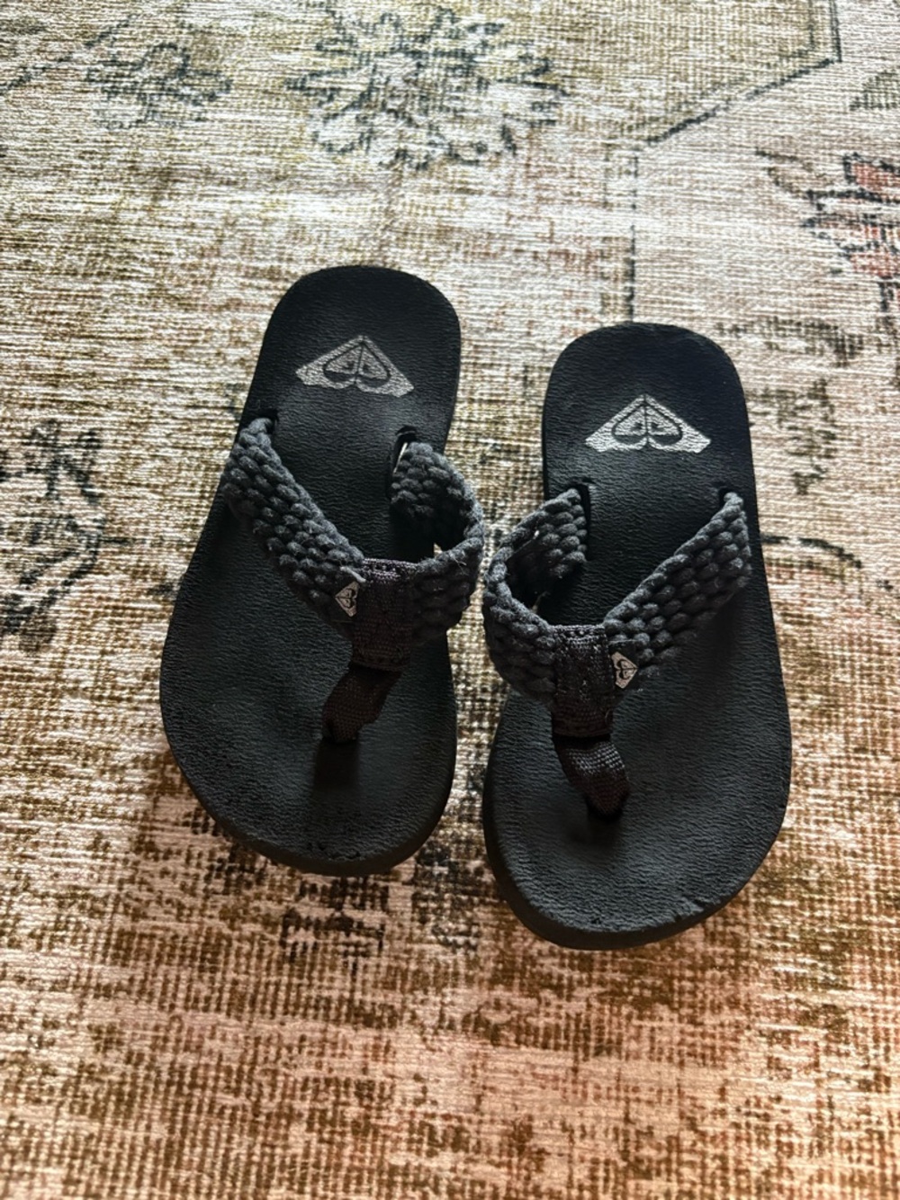 Roxy Kids Black Braided Strap Flip Flops